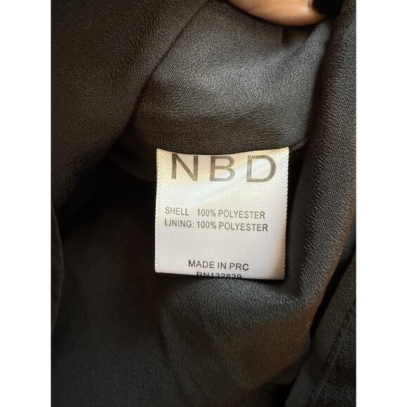 NBD Dress Womens Medium Black Cutout Waist Beaded Trim Sleeveless Lined Skater - Picture 5 of 8